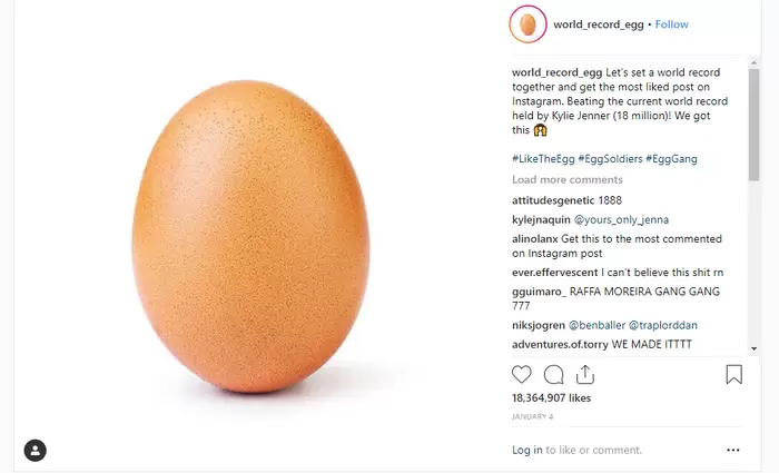 Ενα αυγό, ένα απλό αυγό,  συγκέντρωσε 22,5 εκ likes στο Ιnstagram 